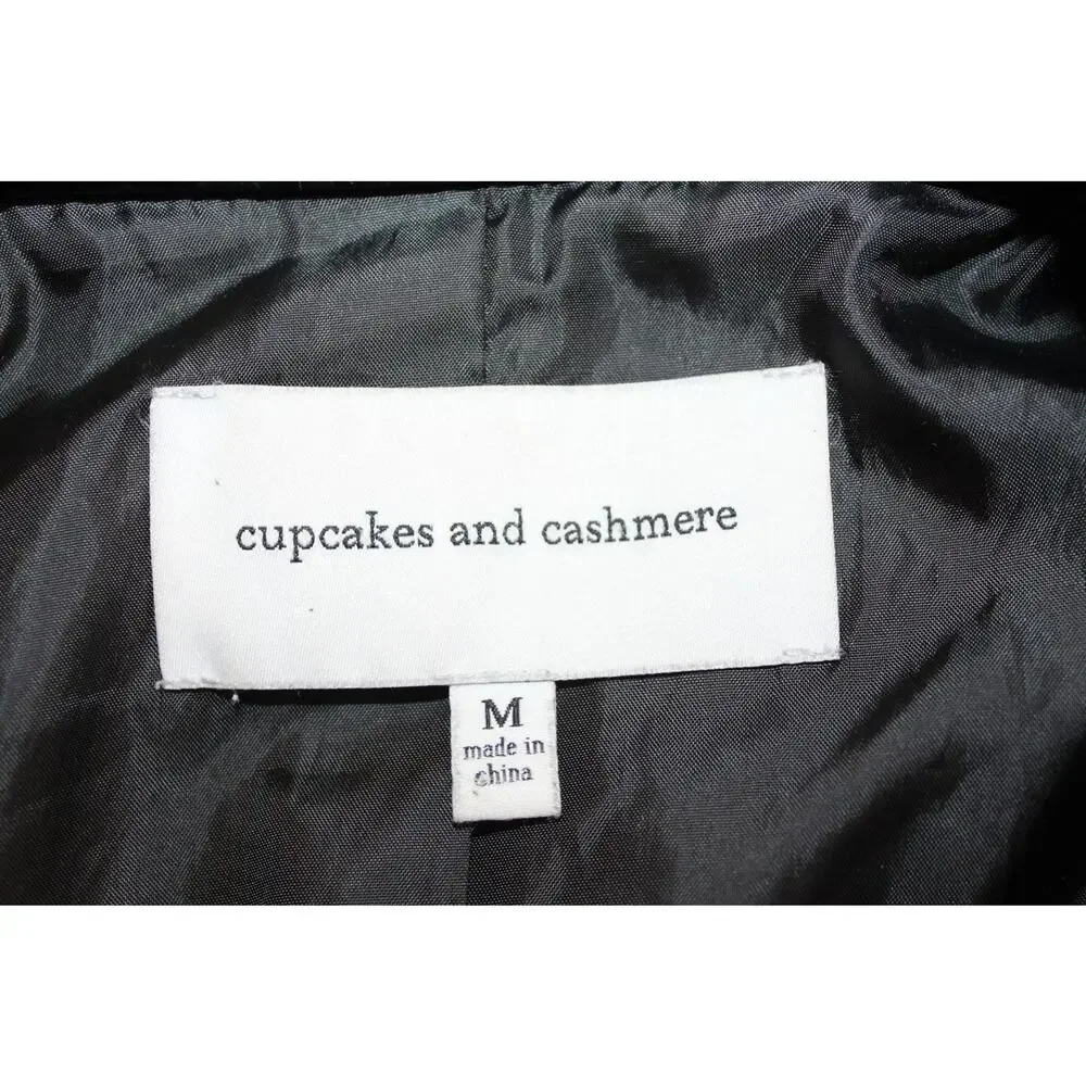 Cupcakes and Cashmere‎ Black Faux Leather Casual Moto Jacket Size M